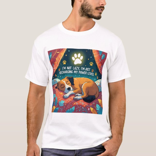 Camiseta de perro - Recarge mi nivel de poder - Ma (Anverso)