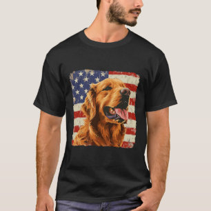 Camiseta de perro Retriever Dorado Bandera de Amér