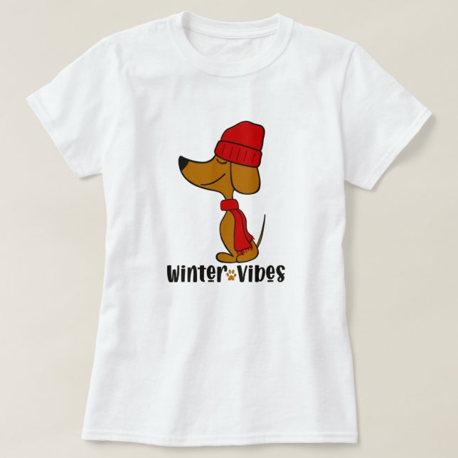 Camiseta de perro salchicha Vibraciones de Inviern (Diseño del anverso)