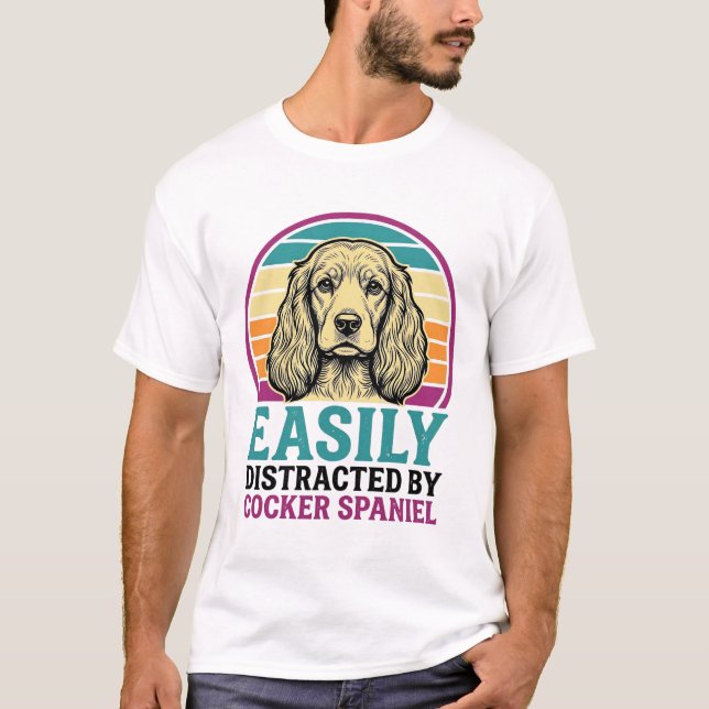 Camiseta de perro vintage de Cocker Spaniel fácilm (Anverso)