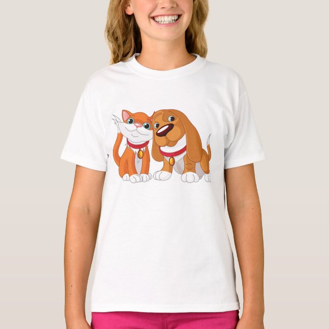Camiseta De Perro Y Gato Chicas (Anverso)