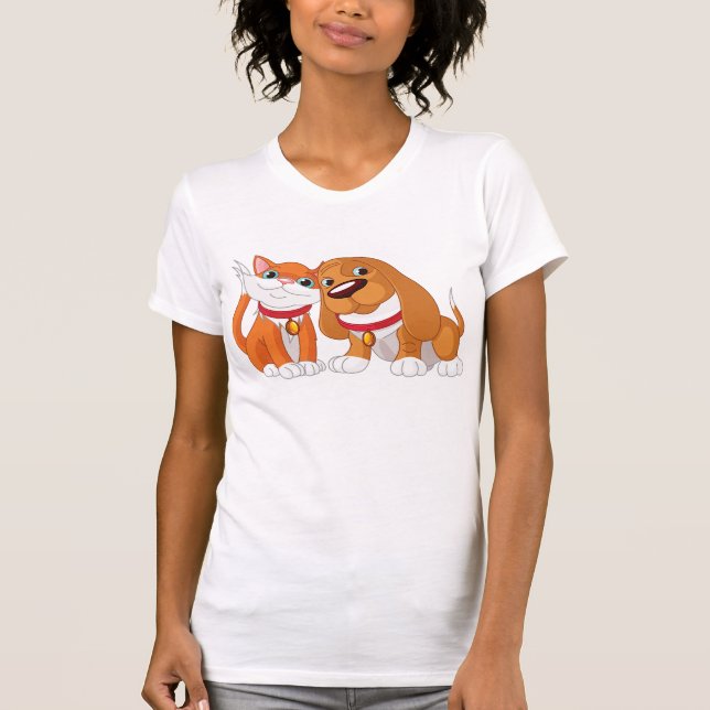 Camiseta De Perro Y Gato De Mujeres (Anverso)
