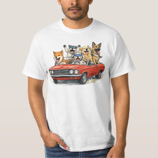 Camiseta de Perros Divertidos Conduciendo Coche