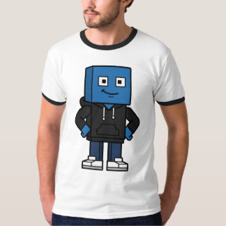 Camiseta de personaje de bloque de juego azul, cam