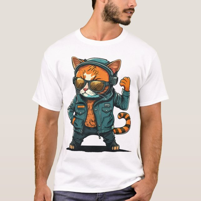 Camiseta de personaje de gato vectorial  (Anverso)