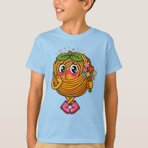 Camiseta de personaje de pasta polo lindo sostenie