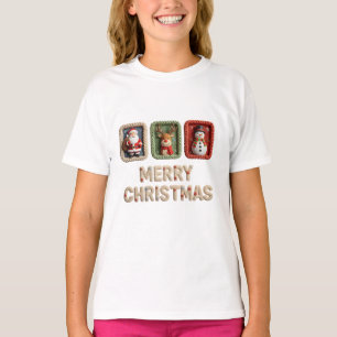 Camiseta de personajes de Navidad tejidos