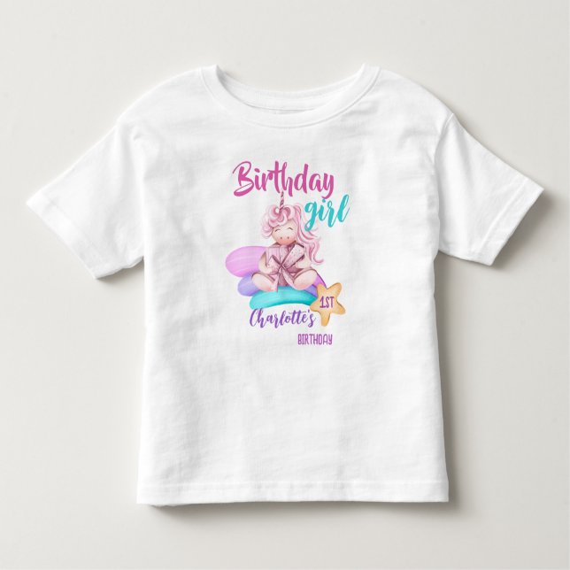 Camiseta de personalizado de cumpleaños de unicorn (Anverso)