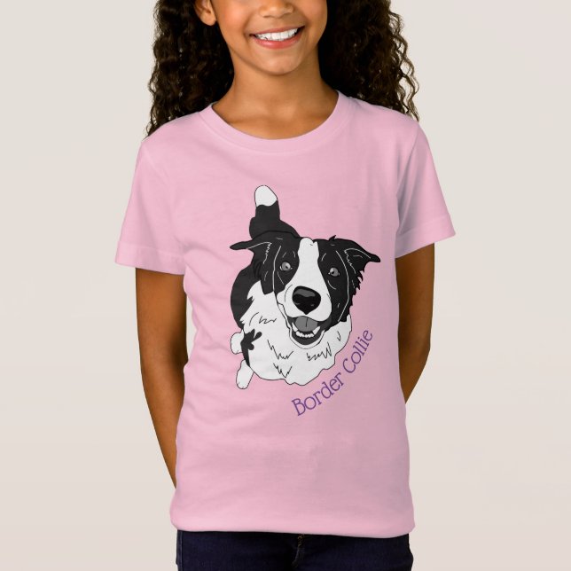 Camiseta de Personalizado de Perro Cute Border Col (Anverso)
