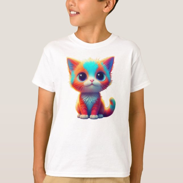 Camiseta de Personalizado gatita color arcoiris (Anverso)