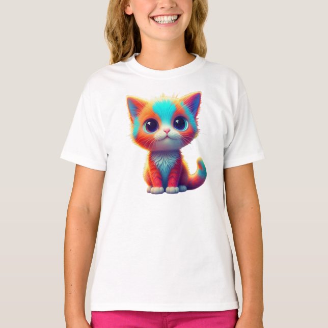 Camiseta de Personalizado gatita color arcoiris (Anverso)