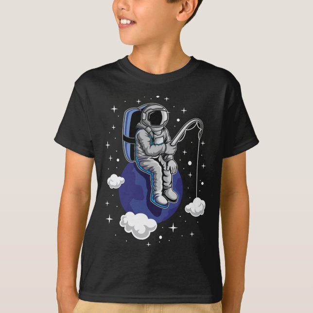 Camiseta de pesca astronauta | Pescado fuera de es (Anverso)