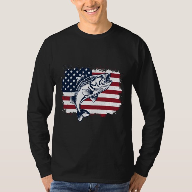 Camiseta de pesca Bandera de pesca de Estados Unid (Anverso)