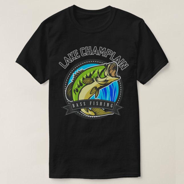 Camiseta de pesca de Champlain Lake (Diseño del anverso)