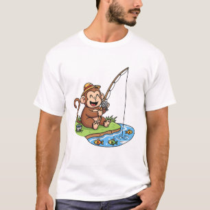 Camiseta de pesca de monos de juguete para hombres