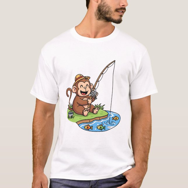 Camiseta de pesca de monos de juguete para hombres (Anverso)