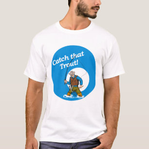 Camiseta de pesca de trucha retro para hombres