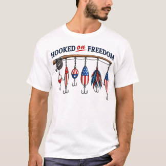 Camiseta de Pesca Patriótica Enganchada a la Liber