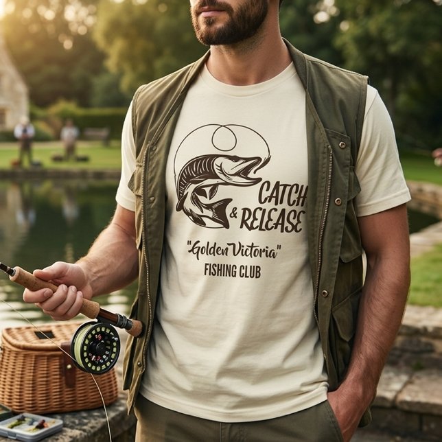 Camiseta de Pesca Personalizada con Nombre de Barc (Personalized Boat Name Catch & Release Fishing T-Shirt)