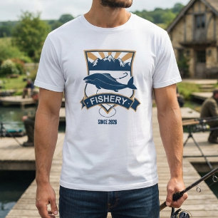 Camiseta de pesca vintage de montaña Fishery Est Y