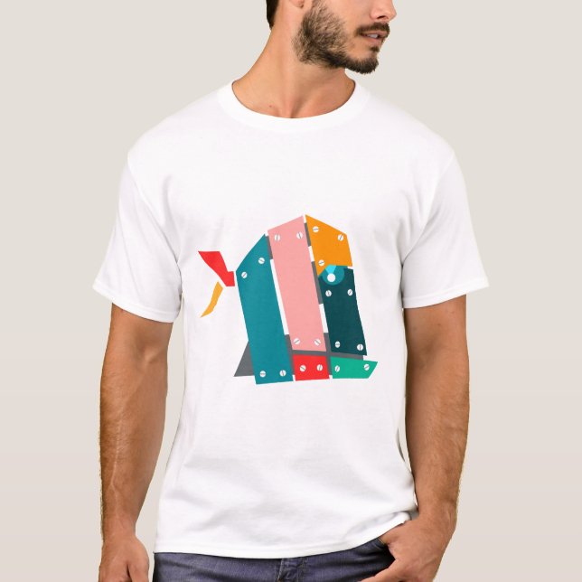Camiseta de pescado mecánico geométrica (Anverso)