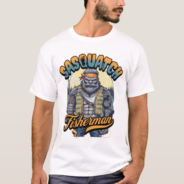 Camiseta de pescador Sasquatch (Anverso)