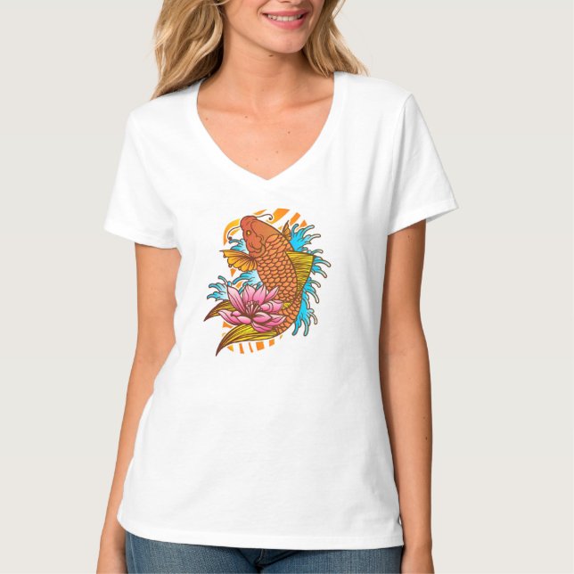 Camiseta de pez dorado koi colorido (Anverso)