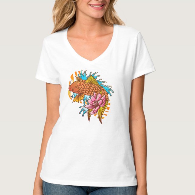 Camiseta de pez dorado koi colorido (Anverso)