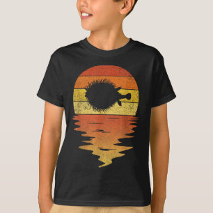 Camiseta de pez globo marino puesta de sol retro 7