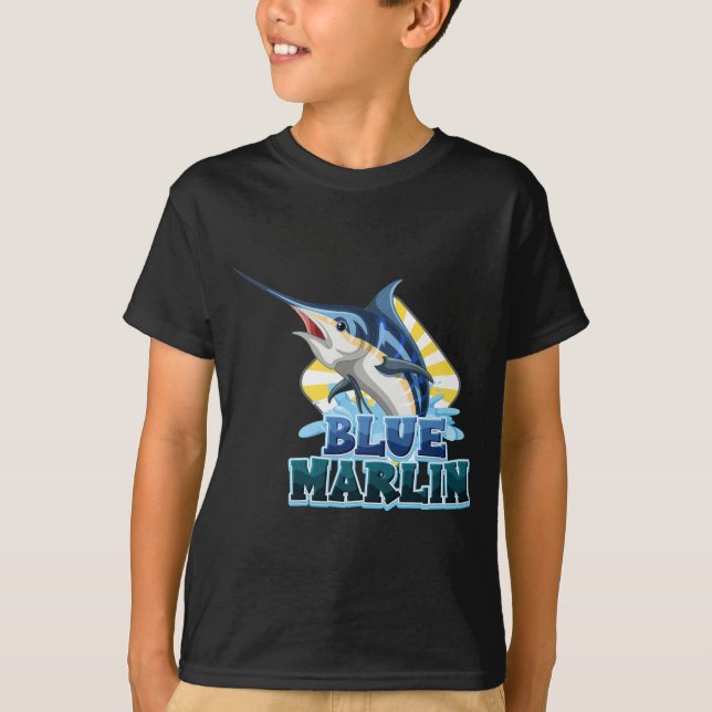 camiseta de pez-marlín azul con cartón (Anverso)