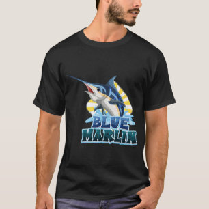 camiseta de pez-marlín azul con cartón