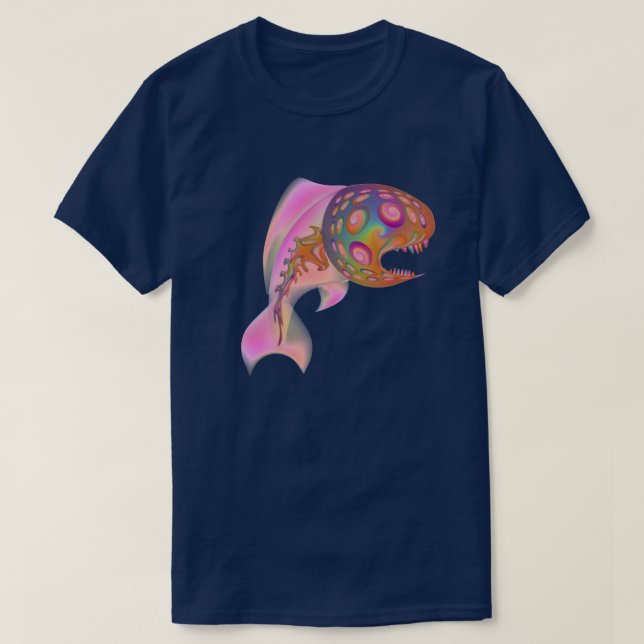 Camiseta de pez sicodélico de dos caras (Diseño del anverso)