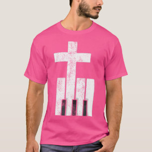 Camiseta de pianista cristiano de cruz de piano re