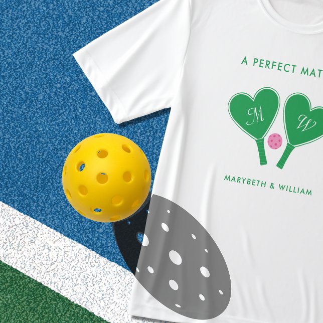 Camiseta de pickleball verde y rosa para una boda  (Subido por el creador)