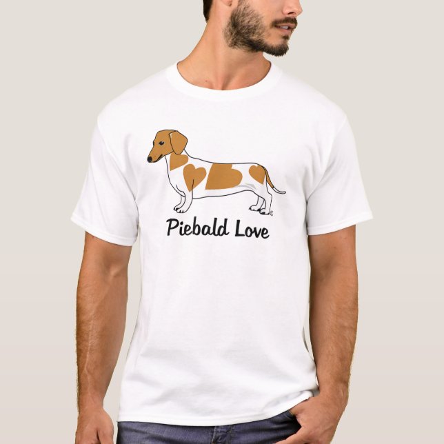 Camiseta de Piebald Love Dachshund (marcas rojas) (Anverso)