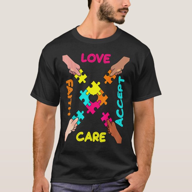 Camiseta de pieza de rompecabezas de color de acep (Anverso)