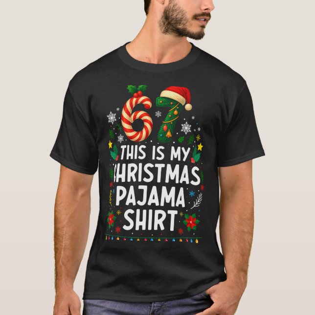 Camiseta de pijama de Navidad 67 6 7 Meme divertid (Anverso)