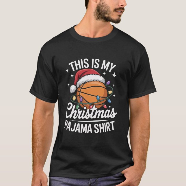 Camiseta de pijama de Navidad de baloncesto Luces  (Anverso)