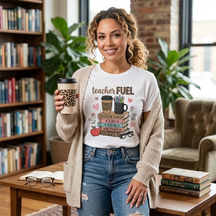Camiseta de pila de libros con estampado de leopar