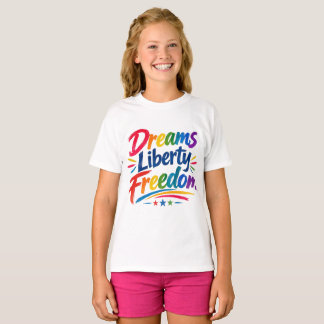 Camiseta de pincel Arcoíris Libertad Sueños Libert