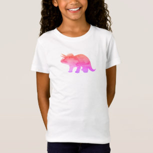 Camiseta de pintura arcoiris de dinosaurio rosa