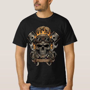 Camiseta de Pistones de Cráneo en Llamas - Garage