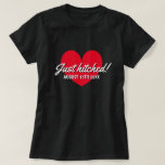 Camiseta de pita para pareja casada recién casada<br><div class="desc">Camiseta recién cortada para pareja casada recién casada. Añadir su propia fecha de boda personalizada. Idea de regalo de boda de Guay para recién casados,  recién casados,  ahora marido y mujer. También es genial para las lunas de miel.</div>