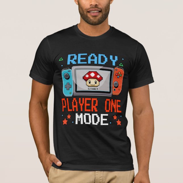 Camiseta de Pixel Art de Gaming en Modo Ready Play (Anverso)