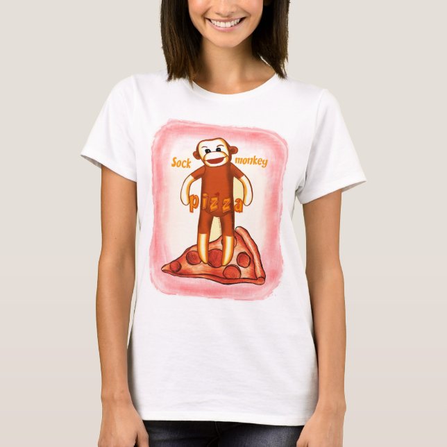 Camiseta de Pizza de Mono de Calcetín (Anverso)