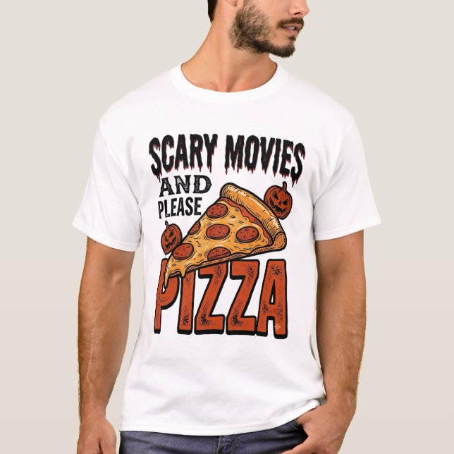 Camiseta de Pizza de Terror para Fans de Noche de  (Anverso)