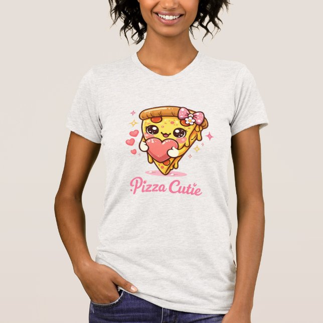 Camiseta de Pizza Monada Linda Kawaii Pizza (Anverso)