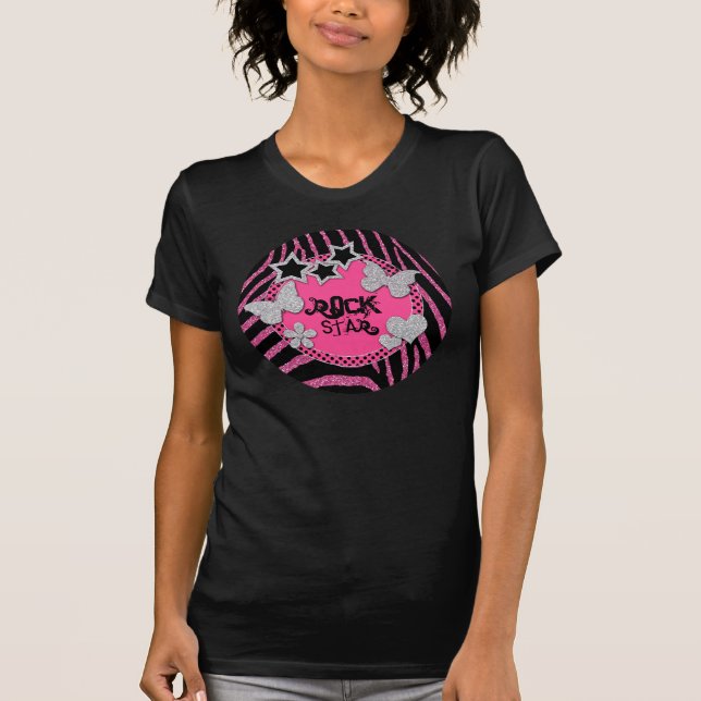 Camiseta de plata negra rosada de la estrella del (Anverso)