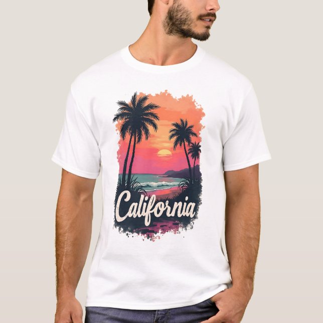 Camiseta de playa de Sunset de California | Retro  (Anverso)