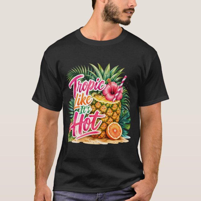 Camiseta de playa de verano tropical. (Anverso)